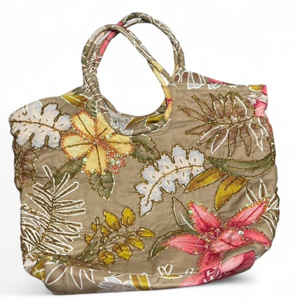 gorgeous floral hand bag with beaded detailing